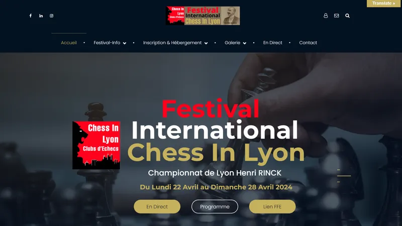 Site web multilingue développé pour le festival d'échecs de Lyon
