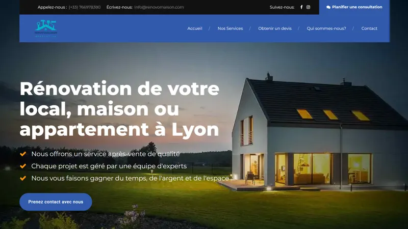 Professional website for a French renovation company